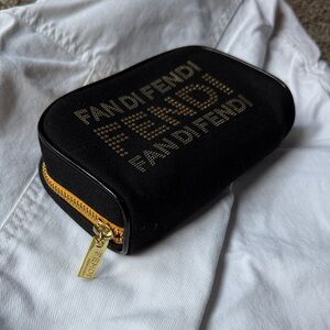 Fendi Black Toiletry Bag with Gold Accents